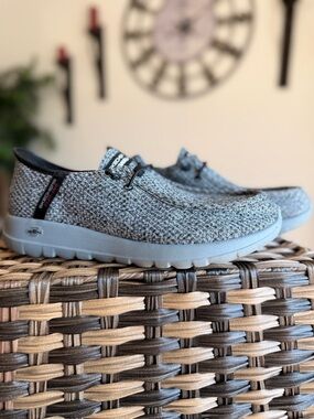 Skechers Men's Light Gray Knit Slip-On Loafers